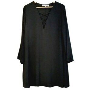 ASTR The Label Lace-Up Bell Sleeve Shift Dress Sz S